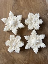 MinaCasa - Luxe sneeuwvlok snowflake kaarsenset - wit - 4 delig - kerst