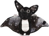 Suki Gifts Pluche knuffeldier vleermuis - zwart/wit - 17 cm - speelgoed