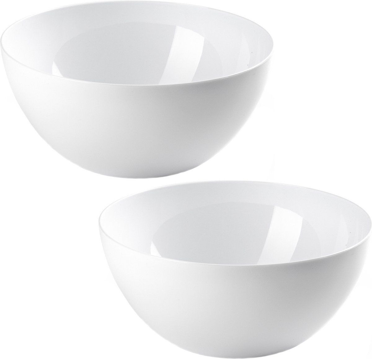 Plasticforte Serveerschaal/saladeschaal - 2x stuks - D28 x H14 cm - kunststof - wit