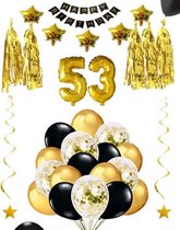 53 jaar verjaardag feest pakket Versiering Ballonnen voor feest 53 jaar. Ballonnen slingers sterren opblaasbare cijfers 53