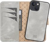 Bouletta geschikt voor iPhone 15 Uitneembaar Lederen Magsafe BookCase Hoesje - Future Grey