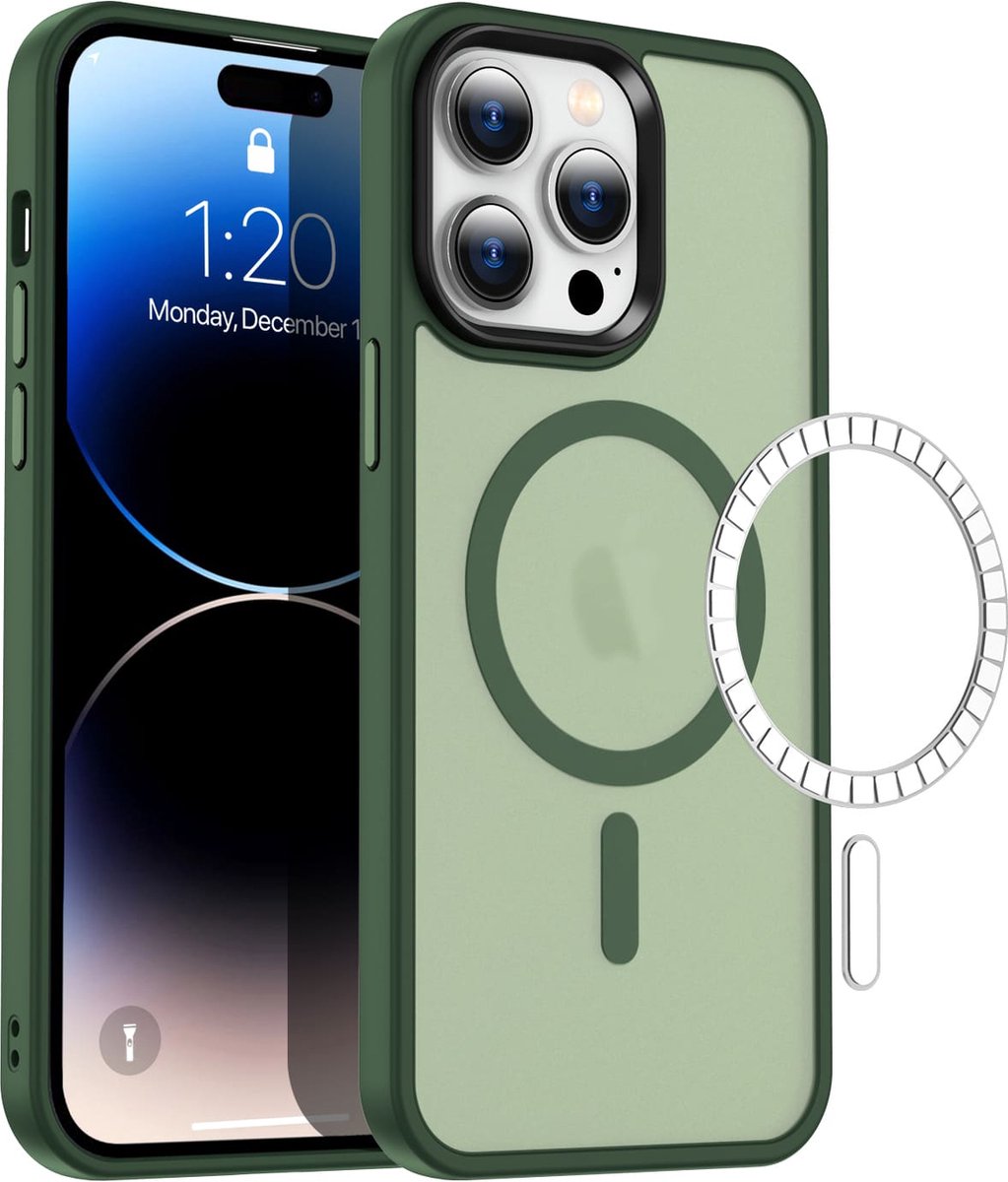 Casify Classic Hybrid iPhone 14 Pro Max Hoesje met MagSafe - Mat Donkergroen