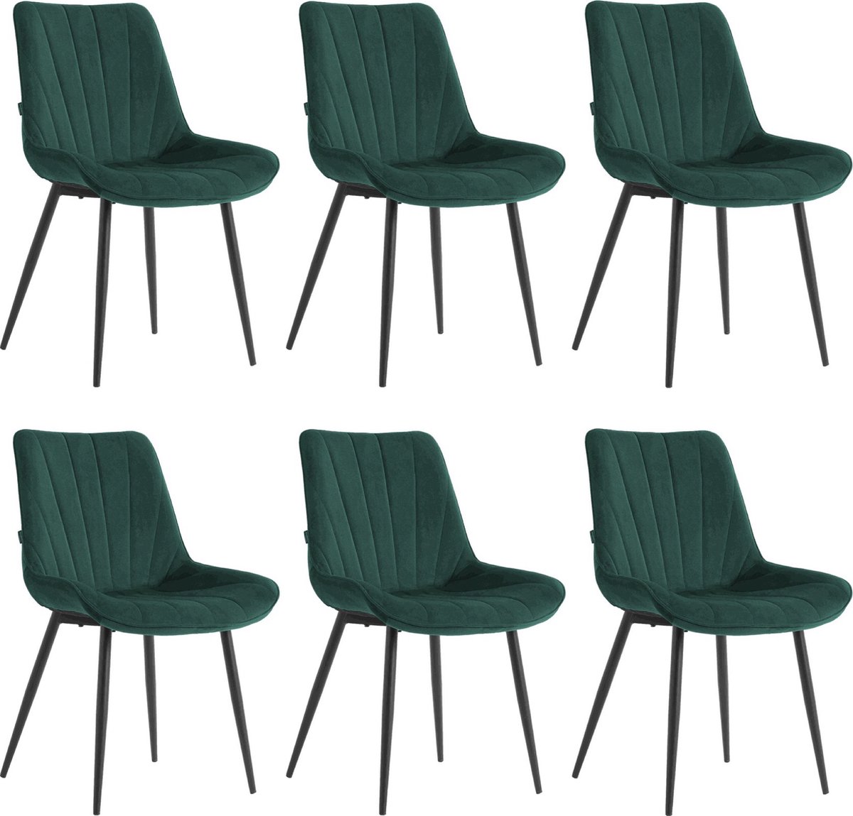 Colenis® - Lesedi Eetkamerstoel - Set Van 6 - Groen - Velvet