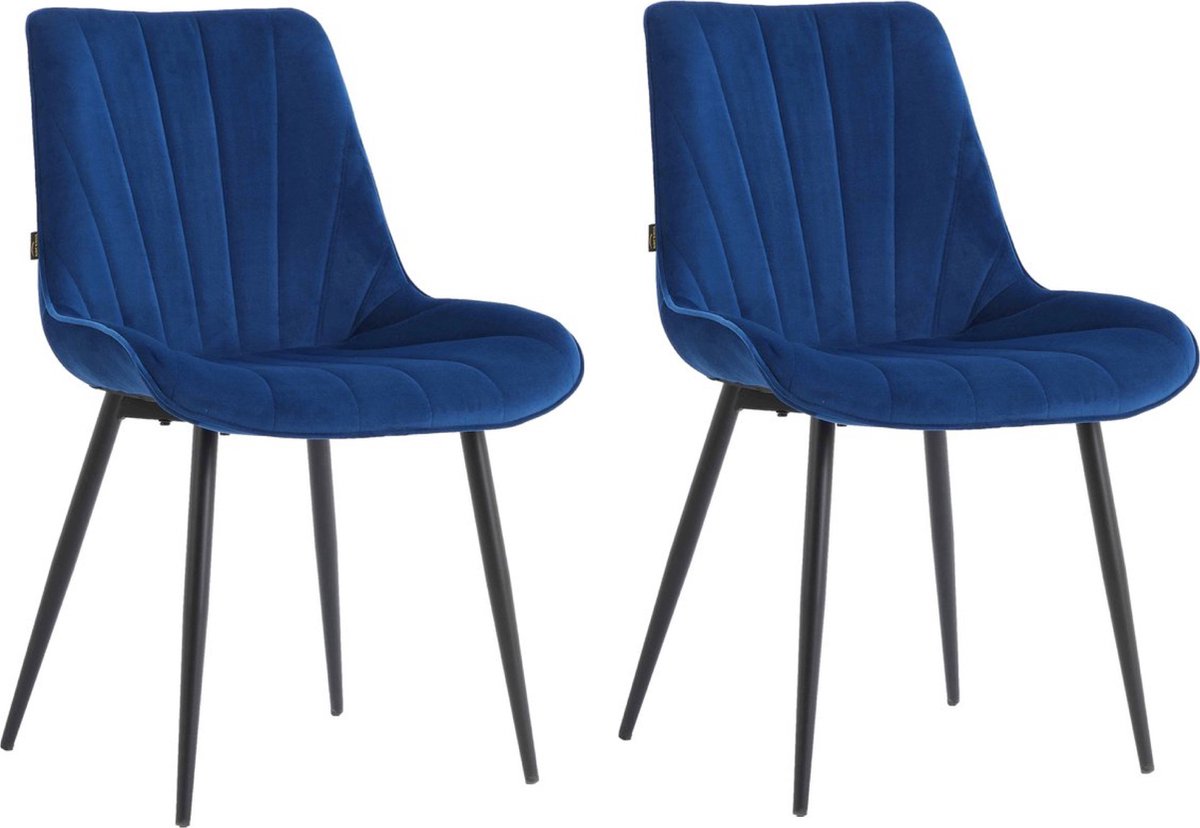 Colenis® - Lesedi Eetkamerstoel - Set Van 2 - Blauw - Velvet
