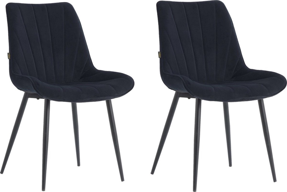 Colenis® - Lesedi Eetkamerstoel - Set Van 2 - Zwart - Velvet