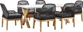 OLBIA - Tuinset 6-zits met stoelen - Wit/Zwart - Vezelcement