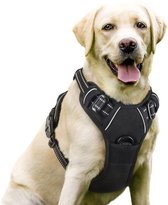 JAXY Hondenharnas - Hondentuig - Hondentuigje Kleine Hond - Y Tuig Hond - Harnas Hond - Anti Trek Tuig Hond - Reflecterend - Maat L - Zwart