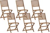 Beliani TOLVE - Lot de 6 chaises de jardin - Couleur bois clair - Bois d' acacia