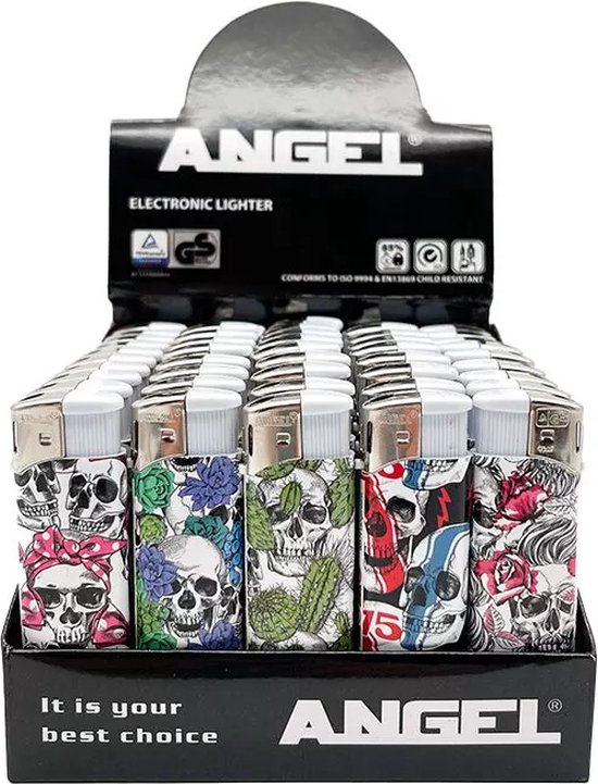 Angel Electronic Lighter - Skulls - 50 stuks display - elektronische aansteker