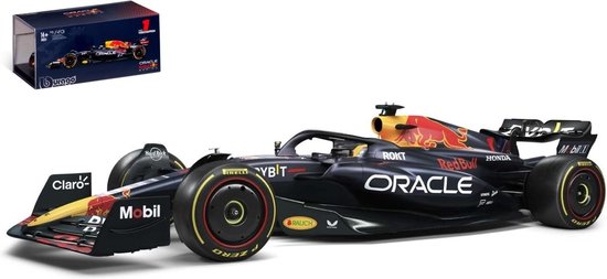 Bburago Red Bull F1 RB19 #1 Max Verstappen Formule 1 seizoen 2023 in luxe bewaarcase met helm modelauto schaalmodel - 12 cm groot - 1:43 - nieuw model cadeau geven