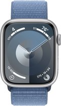 Apple Watch Series 9 - 45mm - Case with Winter Blue Sport Loop - Zilver Aluminium
