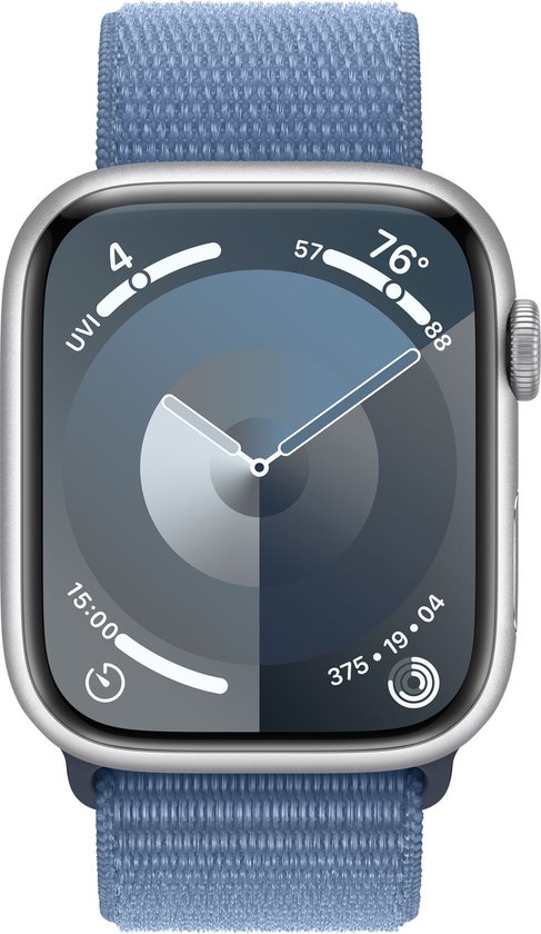 Apple Watch Series 9 45mm Zilver Sport Loop