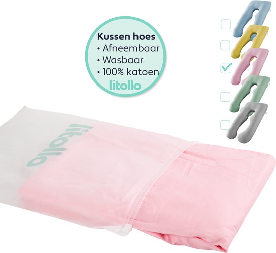 Litollo® Zwangerschapskussen hoes XXL 280cm - Ventilerend katoen - Roze