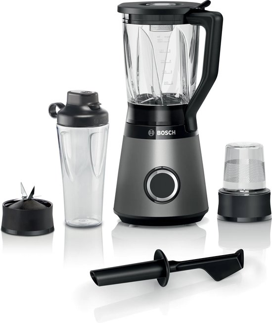 Bosch MMB6177S VitaPower Serie 4 - Blender - Zilver - 1200W - ToGo Bottle 0,6 l, Kunststof hakmolen