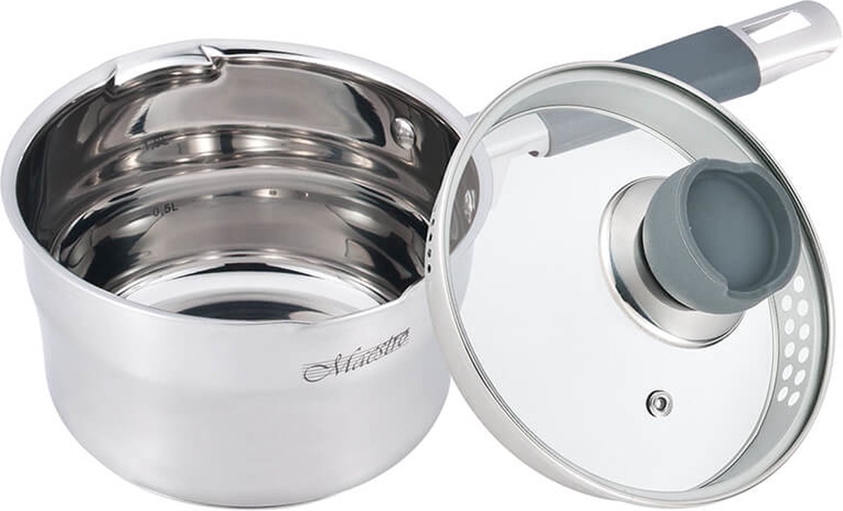 Maestro RVS steelpan met zeefdeksel, 1.7L, 16cm