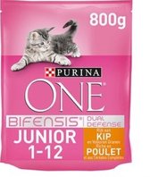 4x Purina ONE Junior - Kattenvoer - Kip & Volkoren Granen - 800g