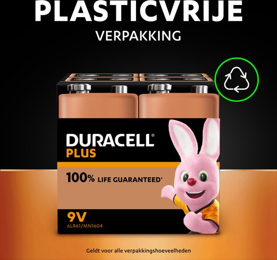 Duracell Plus Alkaline 9V batterijen - 1 stuk - Duracell
