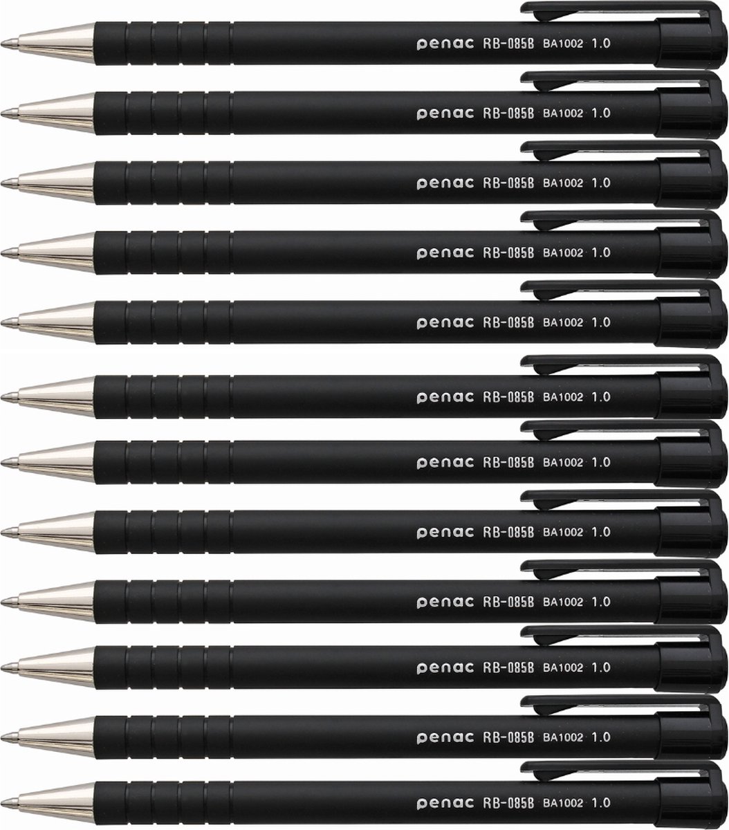 Penac Balpen - RB-085 - 12-pack - Zwart - 1.0mm - Zwarte inkt