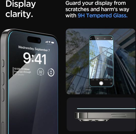 Spigen EZ Fit Screen protector geschikt voor iPhone 15 Pro Max met installatie tools - 2 Stuks