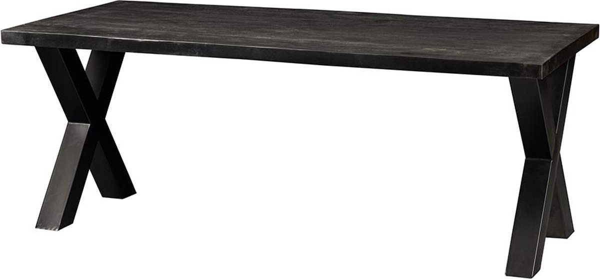 Mahom Mangohouten Eettafel Columbus Black Rechthoek 180x100 cm Mahom Industrieel - Dinertafel van Mangohout & Metaal - Industriële Eettafel Bruin