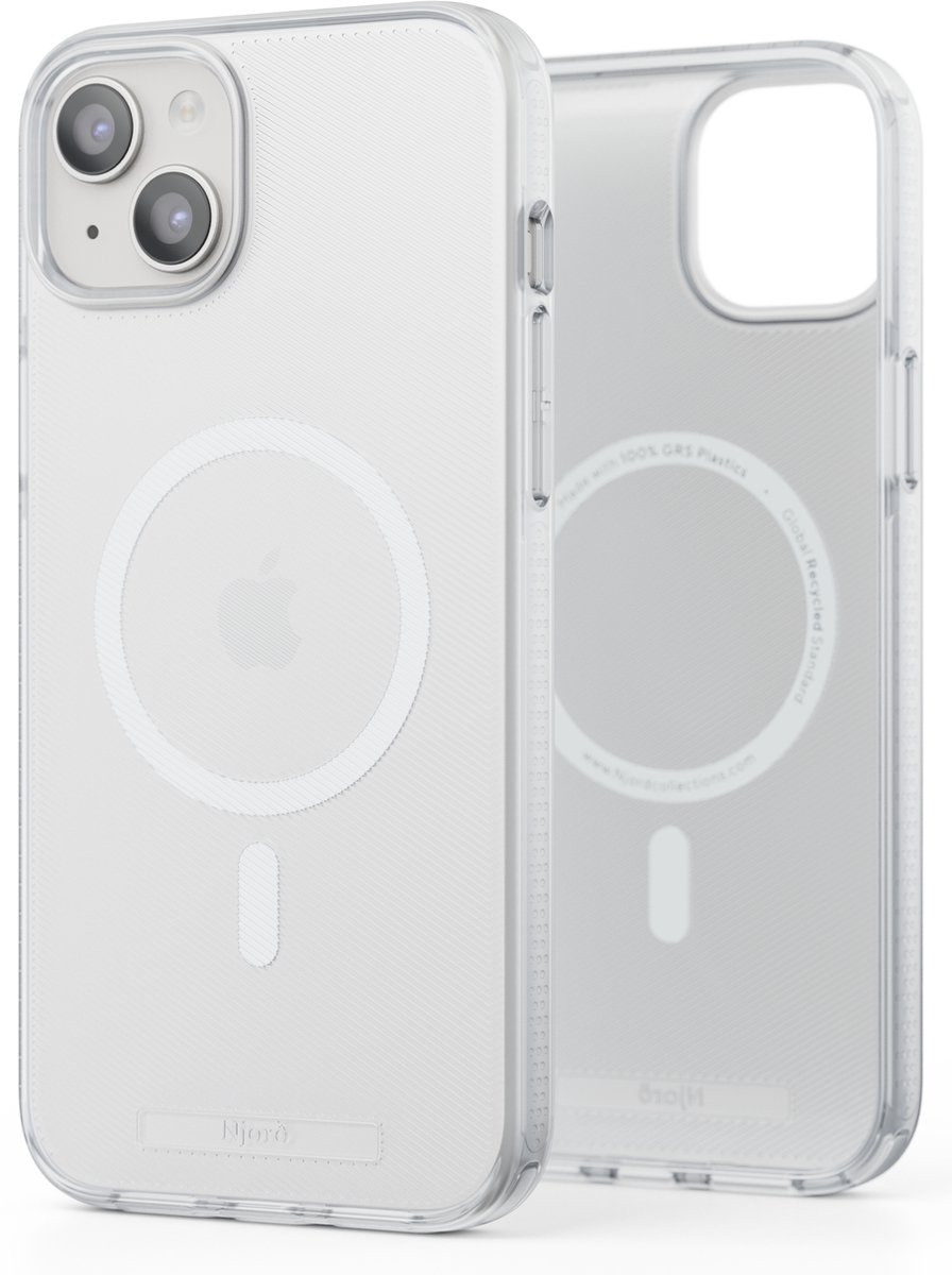 Njord Collections 100% GRS telefoonhoesje - Geschikt voor iPhone 15 Pro Max – Gerecyled Plastic - Duurzaam Telefoonhoesje - 2m valbescherming - Mag Compatibel – Transparant