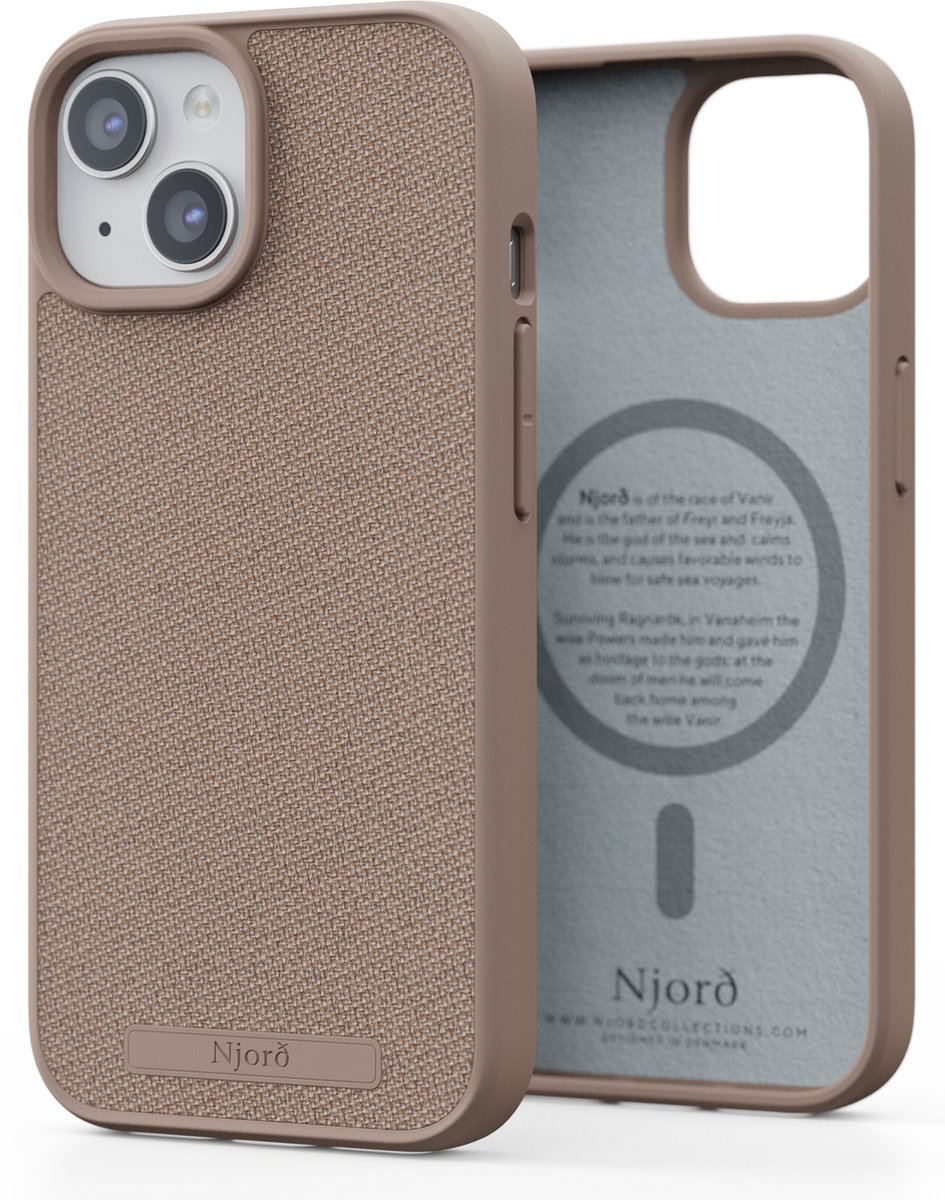 Njord Collections Fabric Telefoonhoesje - Geschikt voor iPhone 15 - 2M valbestendig - 100% gereycled materiaal - Mag Compatibel – Pink Sand