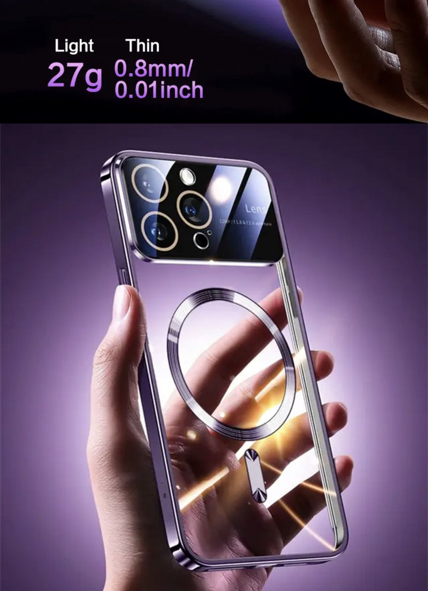 Luxe Magnetische Glazen Lensbeschermhoes Voor Iphone 15 + gratis Screenprotector