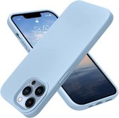 Mobiq - Liquid Siliconen Hoesje iPhone 15 Pro Max - lichtblauw
