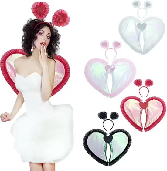 Costume Cupidon ALNILK - Ailes 80cm, Arc, Flèche Et Bandeau - Pour Saint-Valentin, Carnaval, Déguisement