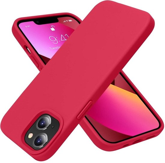 Mobiq - Liquid Siliconen Hoesje iPhone 15 - rood