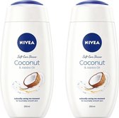 NIVEA Care & Coconut Douchecrème - 2 x 250 ml - Voordeelverpakking