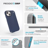 Speck hoesje geschikt voor Apple iPhone 15 - Ultieme Bescherming en Grip - Luxe Soft-touch Afwerking - Valbescherming gecertificeerd tot 4 meter - Microban Antibacterieel - Presidio2 Grip lijn - Blauw
