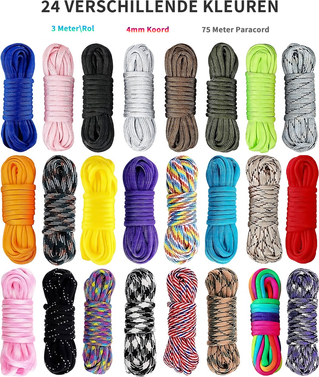 100 Kleuren Paracord 2Mm 100 Ft, 50FT Een Stand Co... – Vicedeal