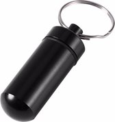 CHPN - Porte-clés étanche - Tube à médicaments - - Tube à pilules - Porte-clés Zwart - Aluminium - Zwart