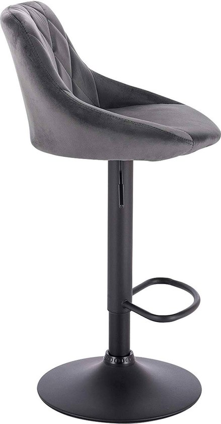 WOLTU Barkruk Barkruk set van 4 barstoelen barkruk bistrokruk designer kruk met rugleuning, in hoogte verstelbaar, draaibaar, fluwelen staal, lichtgrijs