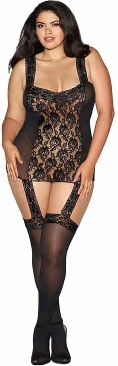 Goedkoopste Dreamgirl (All) Jurk met Veters Op De Rug - Plus Size black OSQ
