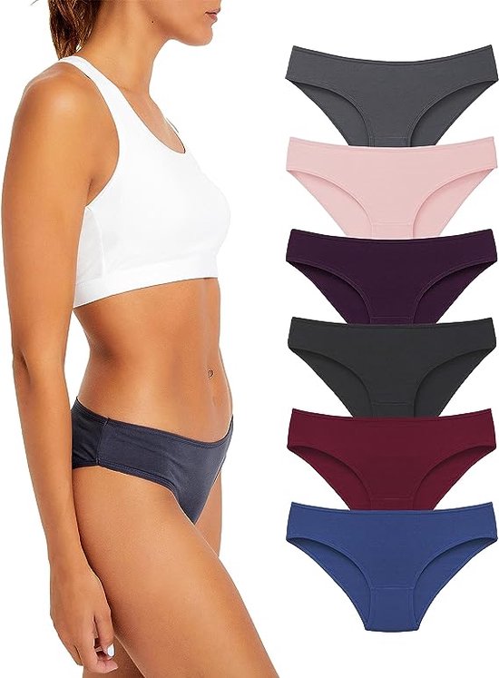 Dames Ondergoed- Katoenen ondergoed voor dames - Damesslipjes - Damesondergoed, 6-pack zachte bikinislipjes - maat M