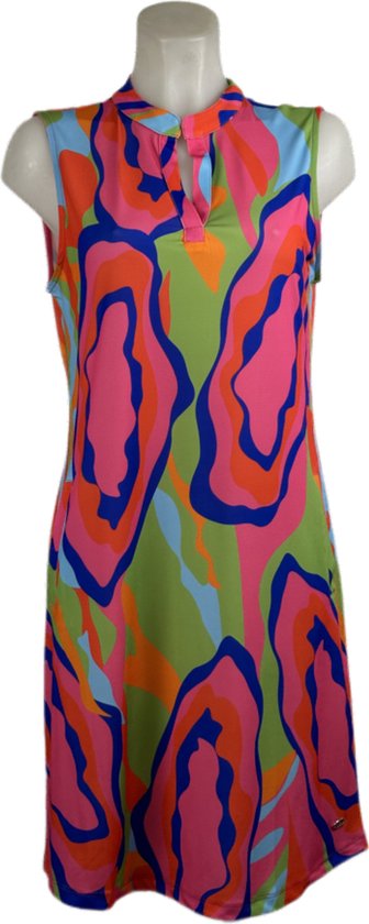 Angelle Milan – Travelkleding voor dames – Mouwloze Roze/Blauw/Groene Jurk – Ademend – Kreukherstellend – Duurzame jurk - In 5 maten - Maat XL