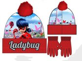 Rode winterse set van Miraculous Ladybug - Muts + Handschoenen - 52 cm