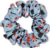 Kerst Scrunchie Voor Baasjes - Kleurrijke Haarelastiek - Blauw - Kerstmis - Kerstboom - Sneeuw - Snuggle Season - Paw My God!