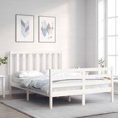 The Living Store Bed Grenenhout - Bedframe - 195.5 x 125.5 x 100 cm - Wit