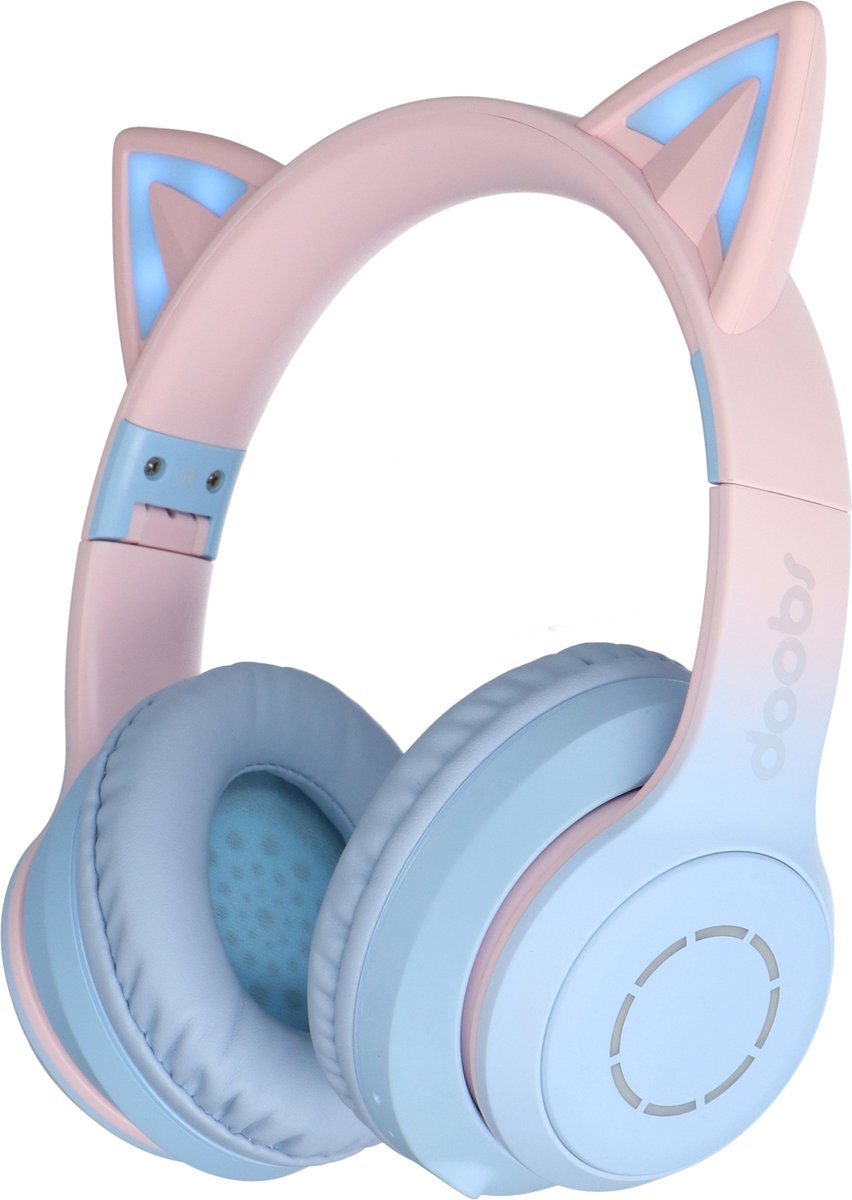 Doobs Cathy Kinder koptelefoon | Bluetooth 5.1 | Katoor | RGB LED | Draadloos | Comfort - blauw