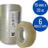 Plakband - Plakbandrollen - 6 stuks - tape - 15 mm x 33 m