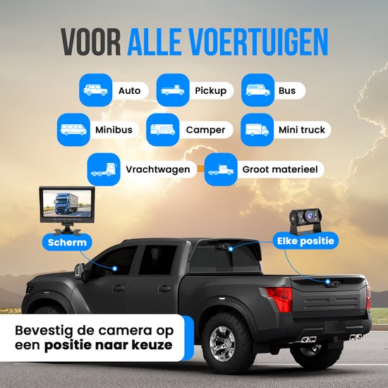 Strex Achteruitrijcamera Set Bedraad HD 1080P - 7" Scherm - 18LED Nachtzicht 15m - IP69 Waterdicht - Achteruitrij Camera van Strex — afbeelding 4