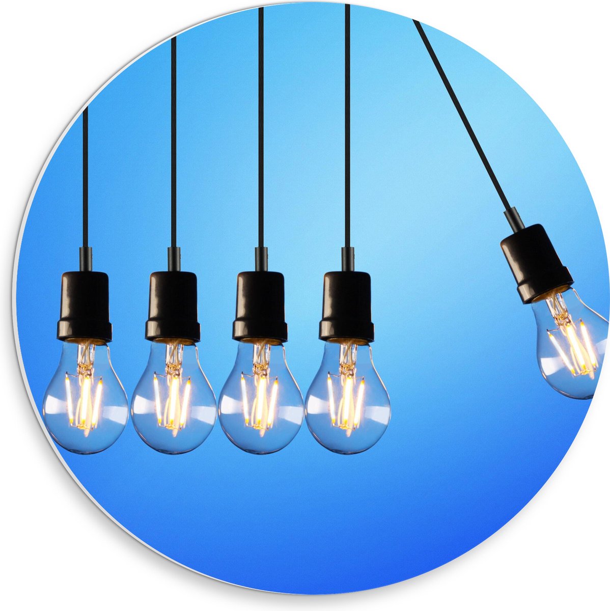PVC Schuimplaat Muurcirkel - Gloeilamp - Verlicht - Hangen - 30x30 cm Foto op Muurcirkel (