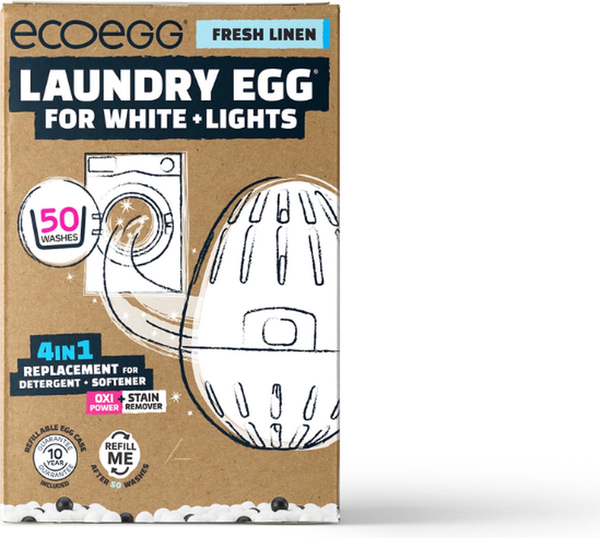 Goedkoopste EcoEgg Was ei – Fresh Linen - Wasparels – Navulbaar – Voor de witte en lichte was - Geschikt voor de gevoelige huid – Dermatologisch getest - 70 wasbeurten - Wit