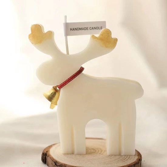 Kaars - Kerst Kaars - Kerst Hert - Wit - Christmas Deer - Aromatherapie Kaars - Figuurkaars - Sham's Art