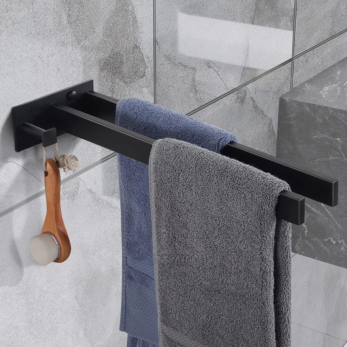 Handdoekhouder badkamer handdoekhouder maar dubbel vierkant roestvrij staal wandmontage handdoekstang 39 cm voor badkamer keuken