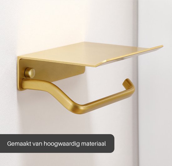 Lopoleis Porte-rouleau WC Inox - Goud - Porte-rouleau WC - Autocollant - Porte-papier toilette sans Embouts - Porte-rouleau WC avec étagère - Porte-rouleau WC Goud - Accessoires de vêtements pour bébé de salle de bain
