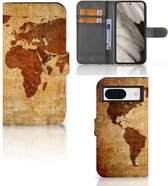 Telefoonhoesje Google Pixel 8 Wallet Bookcase Wereldkaart